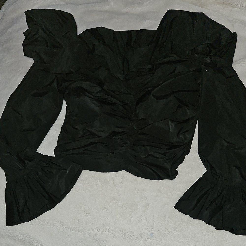 Zara Black Ruched Blouse